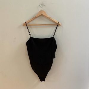 #138 Lulu’s Black Open Back Bodysuit Size Large New With Tags